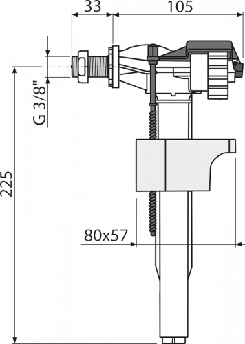 A16M-3/8" Впускной механизм с боковой подводкой и металлической резьбой для пластиковых бачков и скрытых систем инсталляции замена на А160Р-3/8“ Alca Plast в Армавире