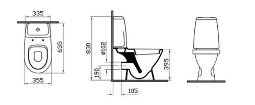 GRAND-1 без бидетки: напольный унитаз, бачок , механизм смывыва 3/6 л, сиденье стандарт с металличес Vitra в Армавире